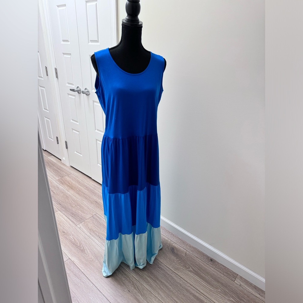 Lands' End Tiered Sleeveless Maxi Dress